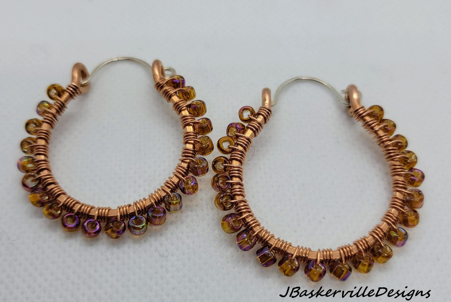 Copper Wire Wrapped Hoop Ear Dangle