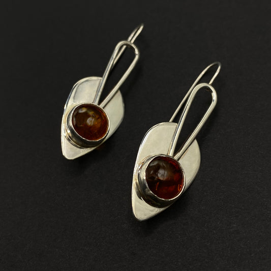 Sterling Silver and Amber Earrings