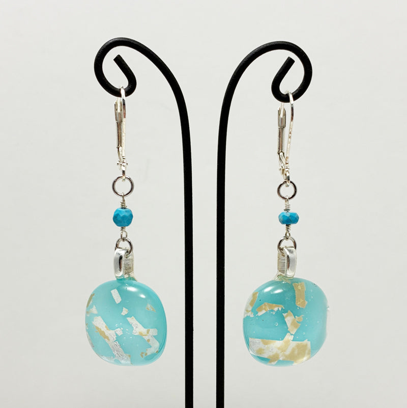 Turquoise Fused Glass Earrings