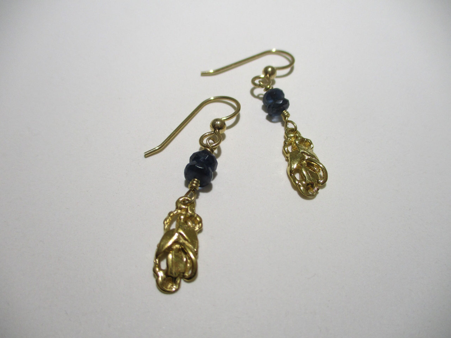 Leaf Trio Dangle Earrings with Kyanite Beads