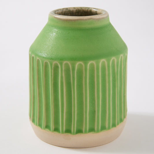 Victoria Green Small Carved Vase