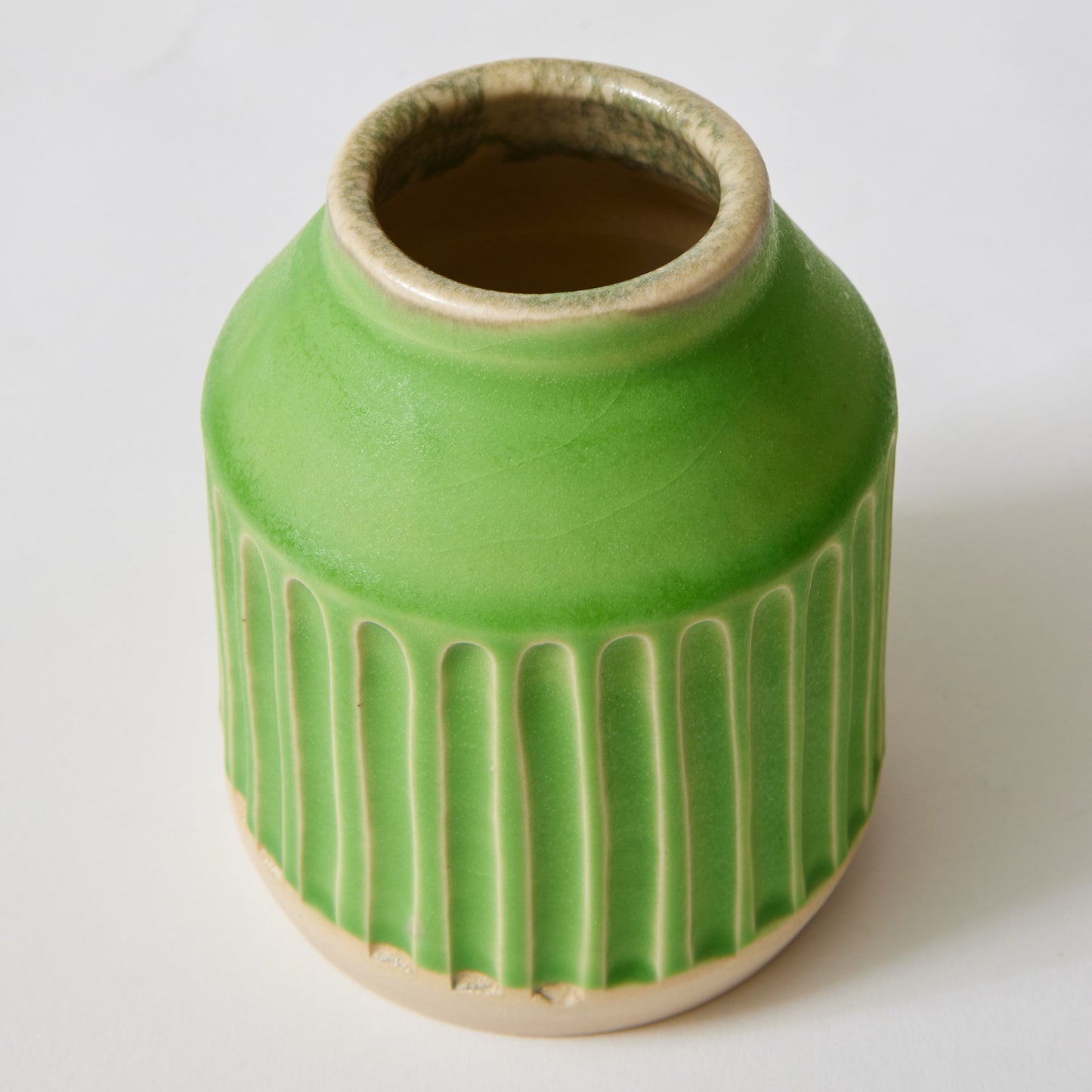 Victoria Green Small Carved Vase