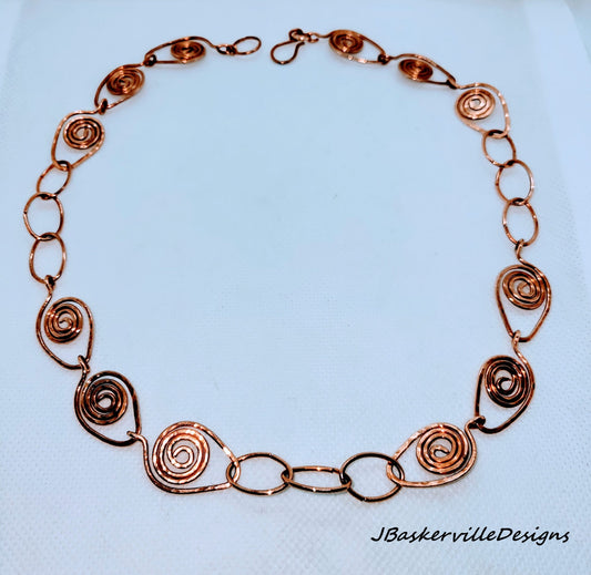 Copper Spiral Link Necklace