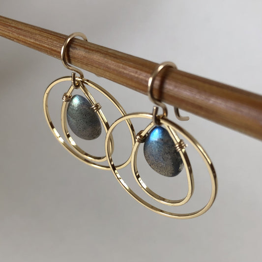 Labradorite Teardrop Kinetic Earrings