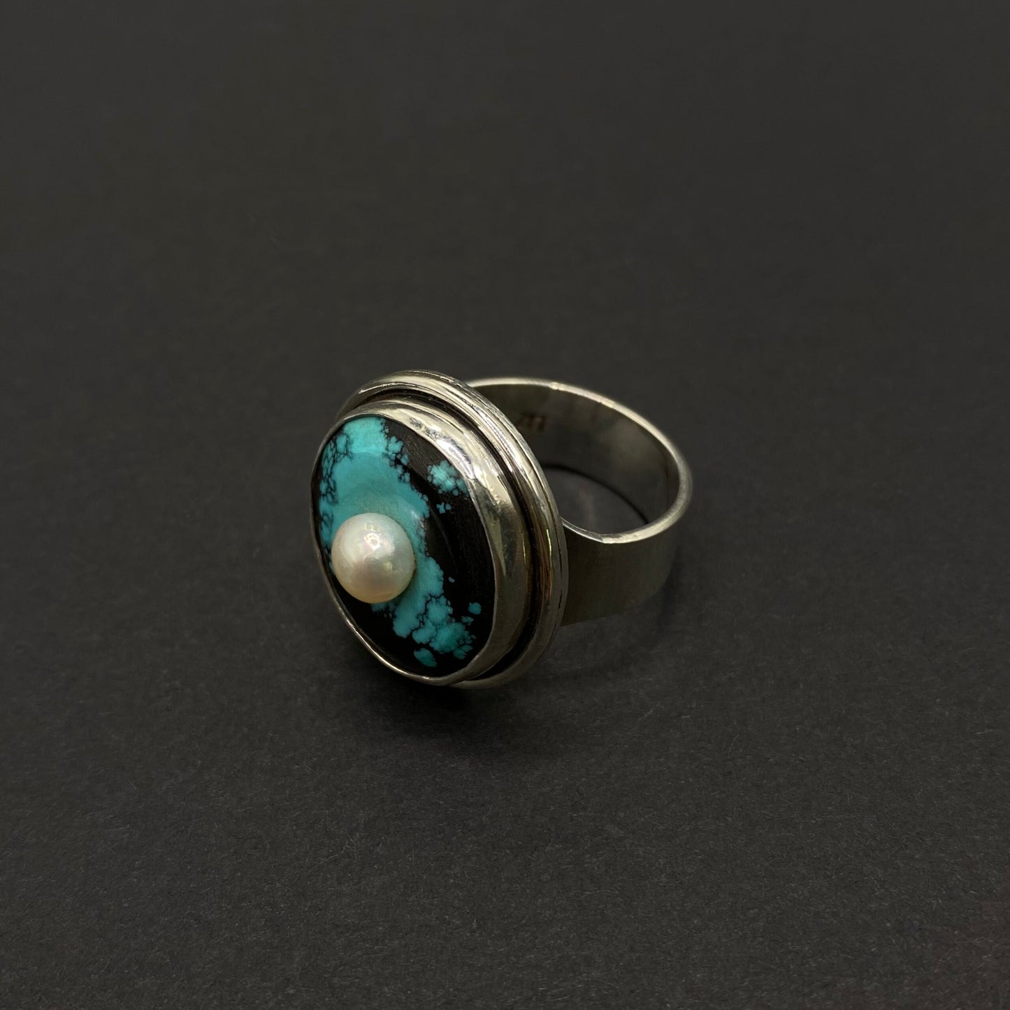 Turquoise (Chinese) and Pearl Ring