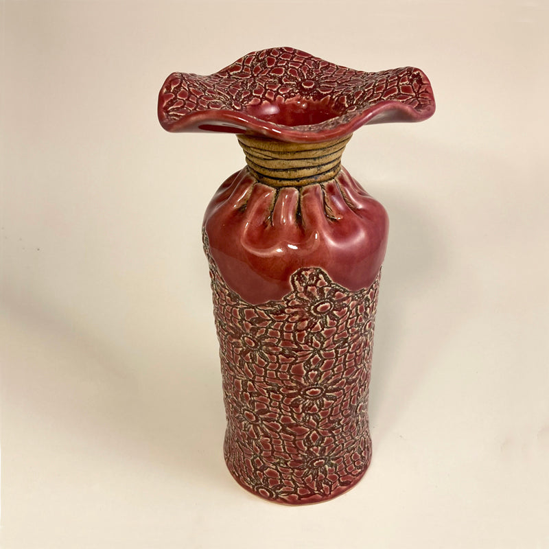 Coil Neck Gathered Vase