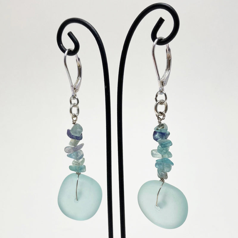 Sea Glass & Aquamarine Earrings