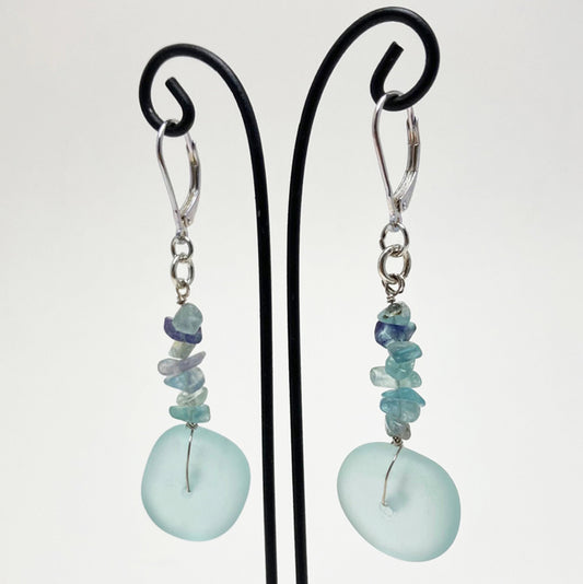 Sea Glass & Aquamarine Earrings