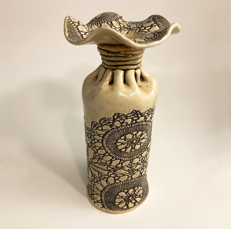 Coil Neck Gathered Vase