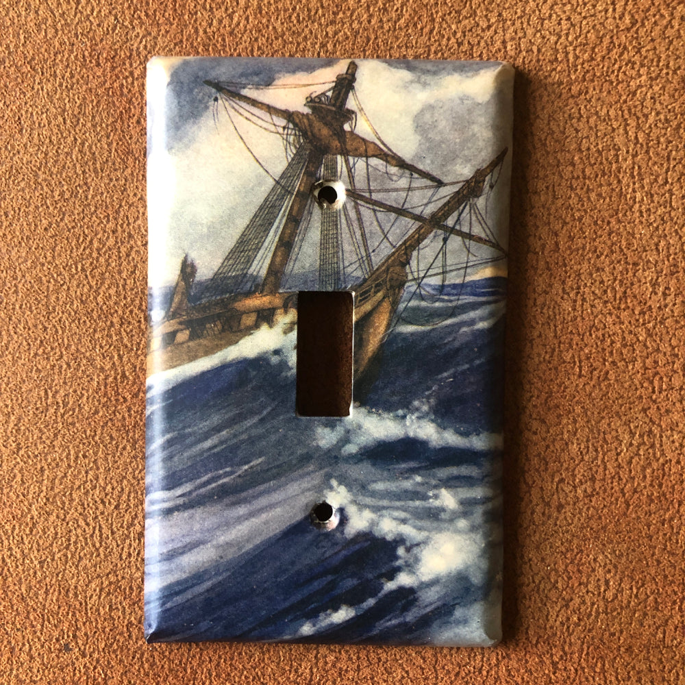 Switch Plate SINGLE Sailboat/Schooner on the Ocean