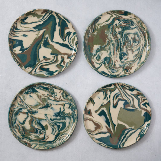 Nerikomi Swirl Salad or Dessert Plates (Set of Four)