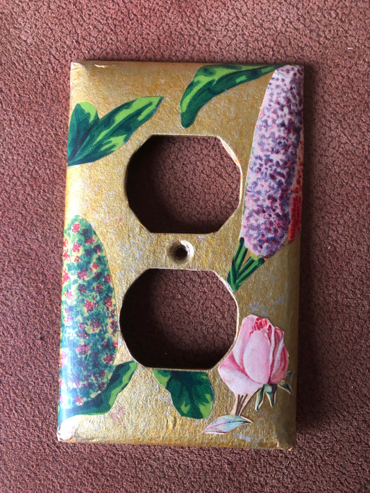 Double Outlet Cover Flowers Floral