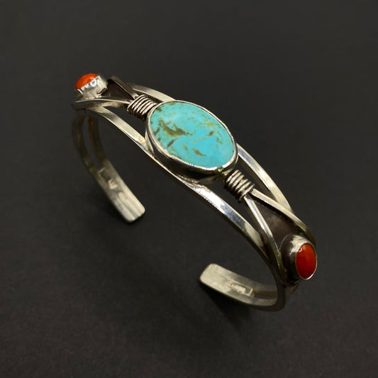 Turquoise and Coral Bracelet