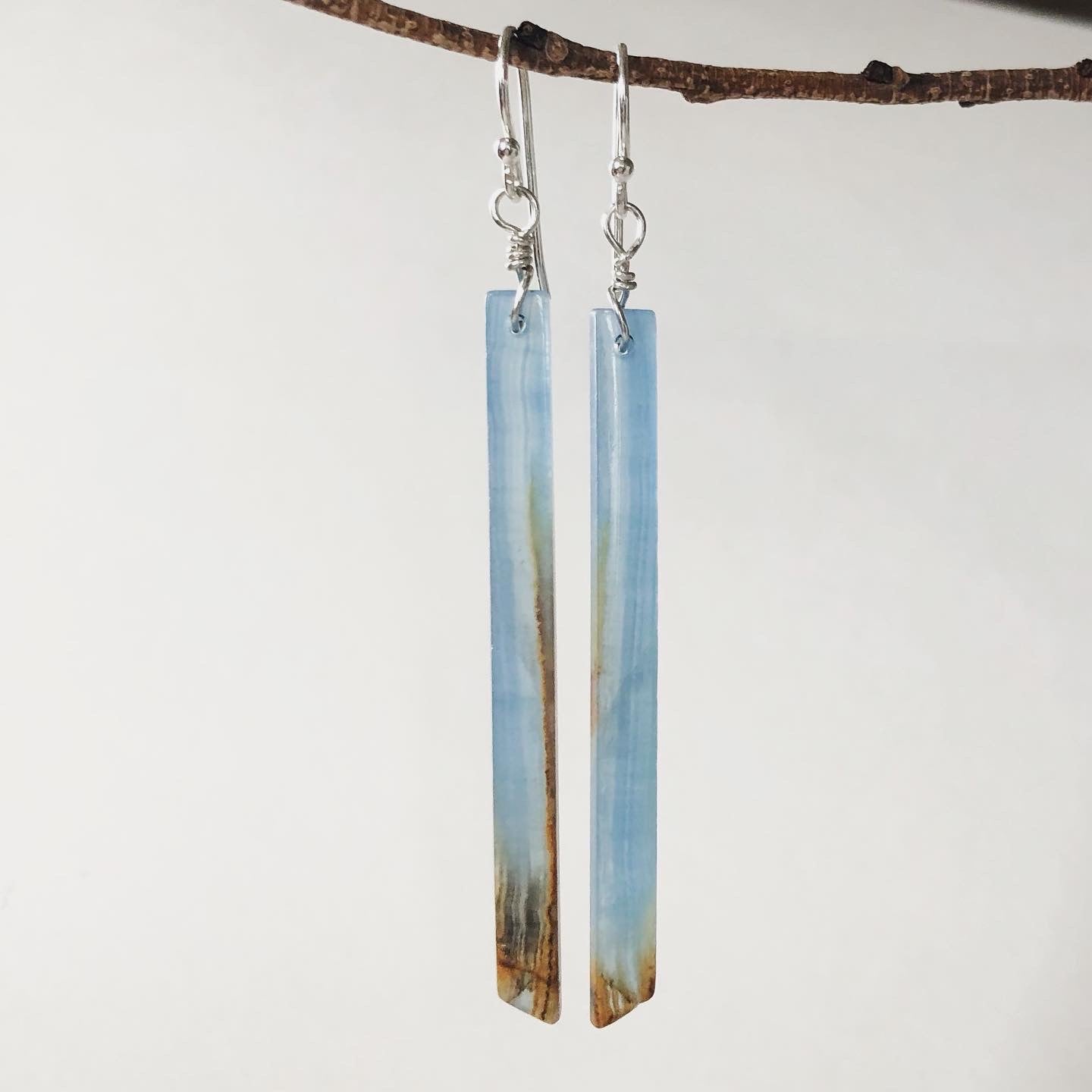 Blue Calcite Long Earrings