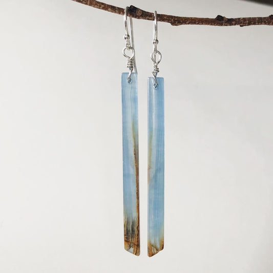 Blue Calcite Long Earrings