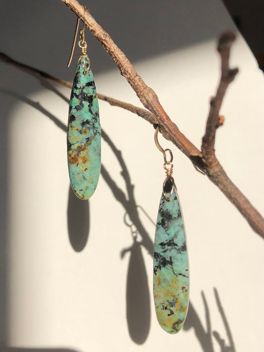 Turquoise & Gold Drop Earrings