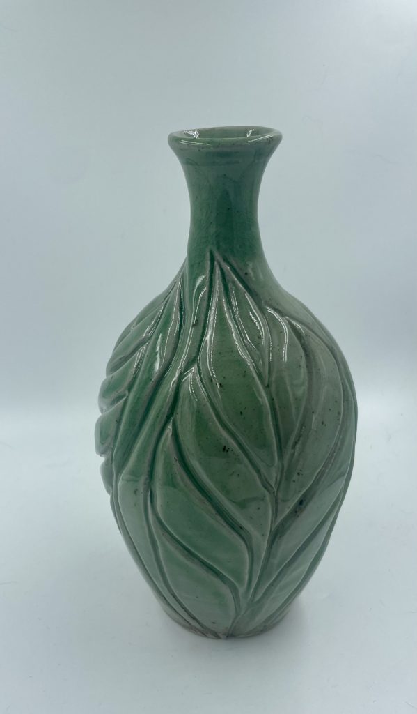 Carved Celadon Bud Vase