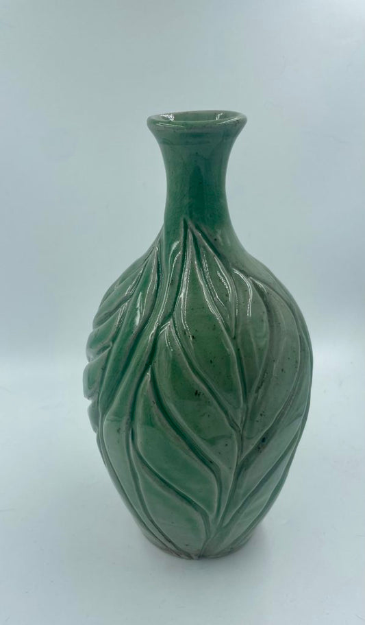 Carved Celadon Bud Vase