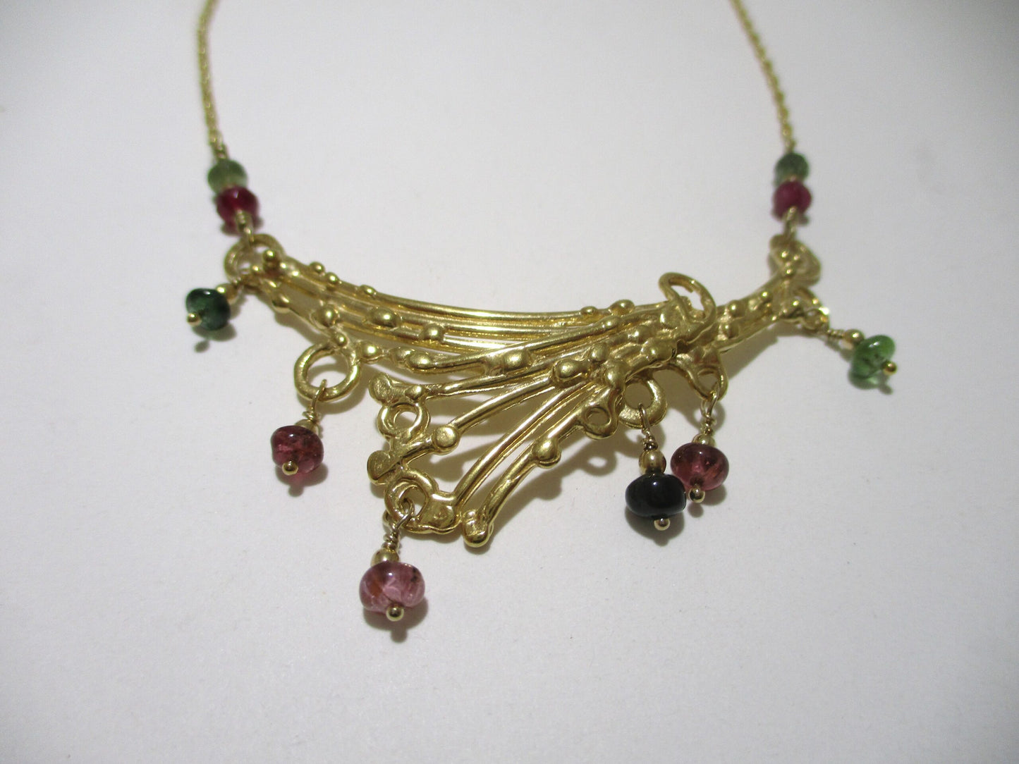 Vermeil Necklace with Tourmaline Beads