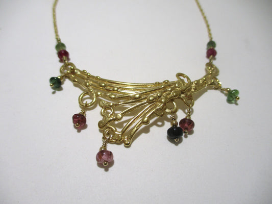 Vermeil Necklace with Tourmaline Beads