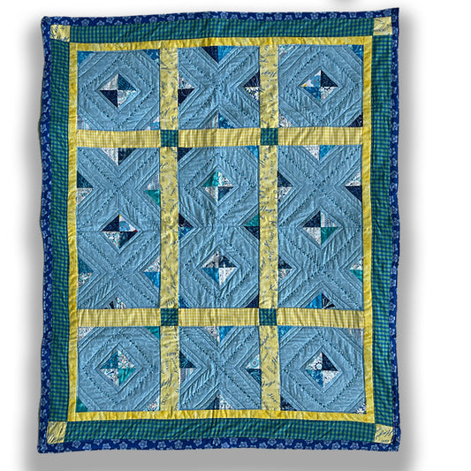 Hugs and Kisses in Baby Blue Quilt