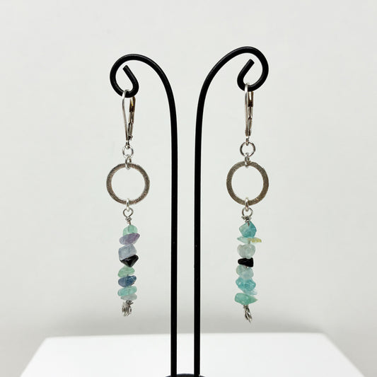 Hanging Gems with Silver Earrings