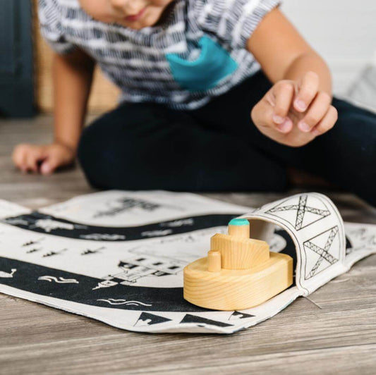 Hudson River Play Mat with Wooden Toy Boat