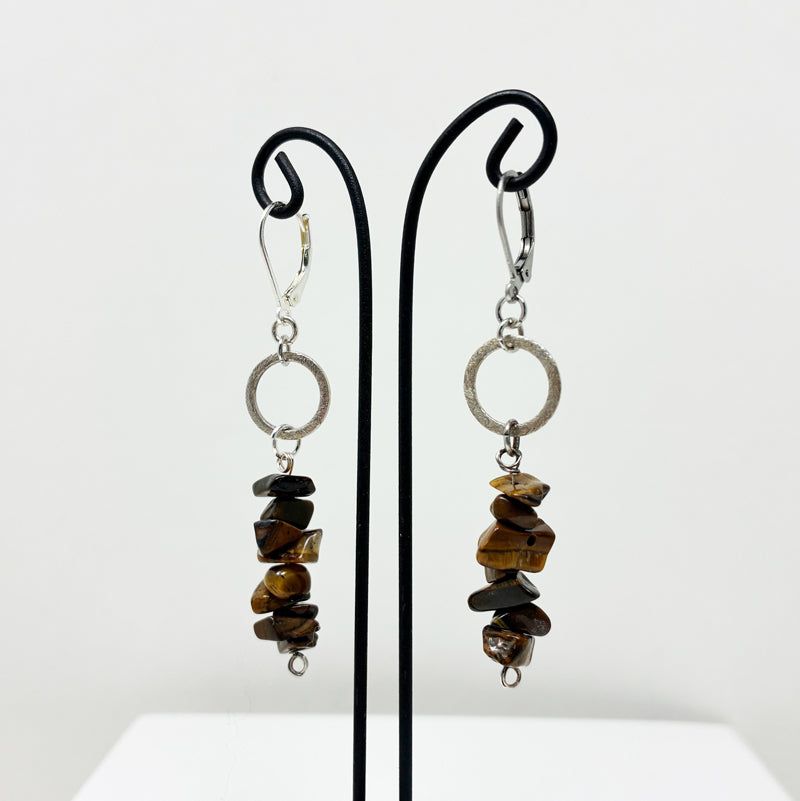 Hanging Gemstones with Silver Earrings