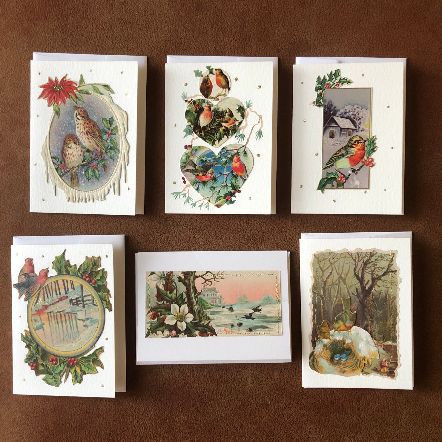 Greeting Cards: 6 Small Notecards Winter Birds