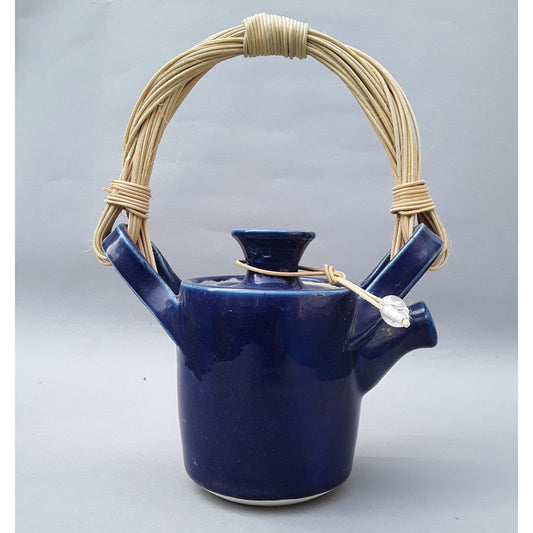 Navy Blue Teapot with Cane Handle