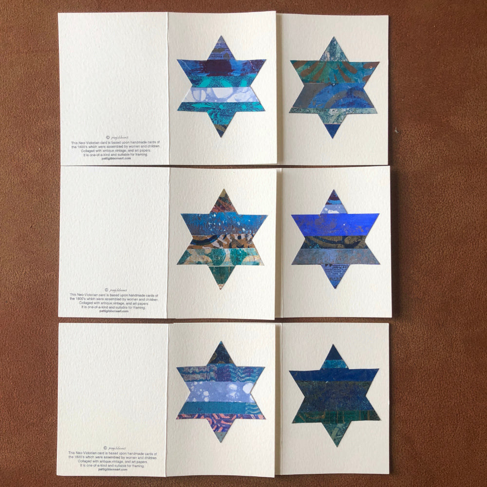 Greeting Cards: 6 Small Blue Hanukkah Note Cards Set #2