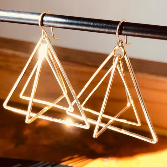 Triple Triangle Kinetic 3D Earrings