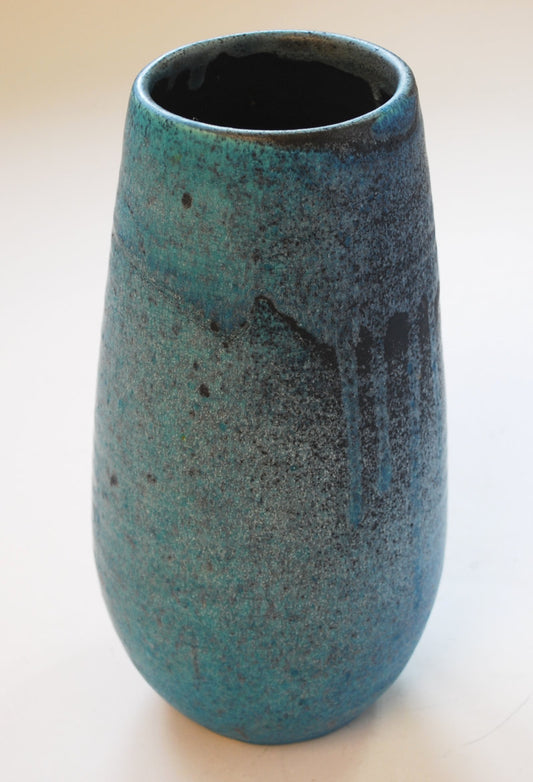 Turquoise Vase with Black Speckles