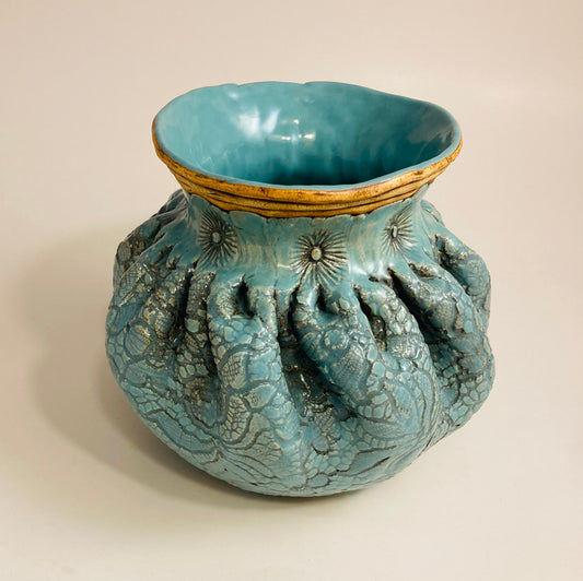 Gathered Pouch Vase with Coil