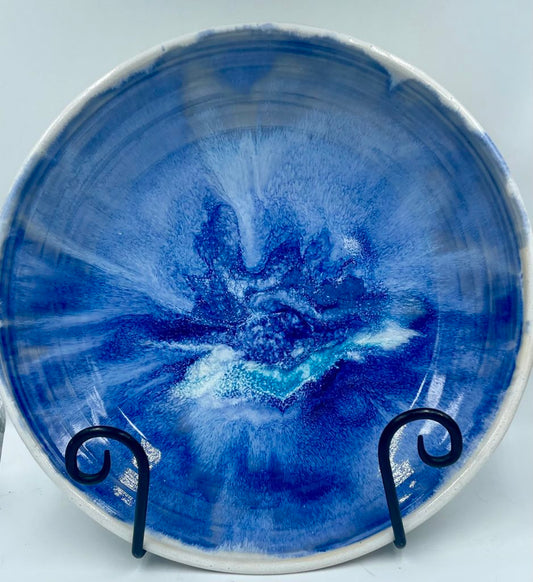 Large Serving Bowl Painted in Blues