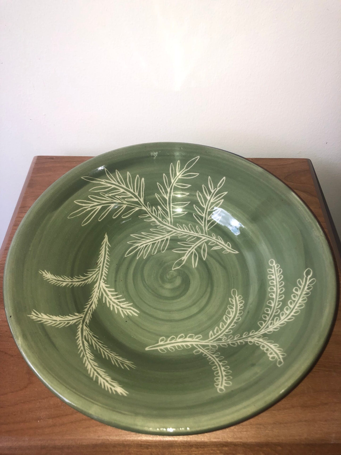 Medium Green Etched Fern Bowl