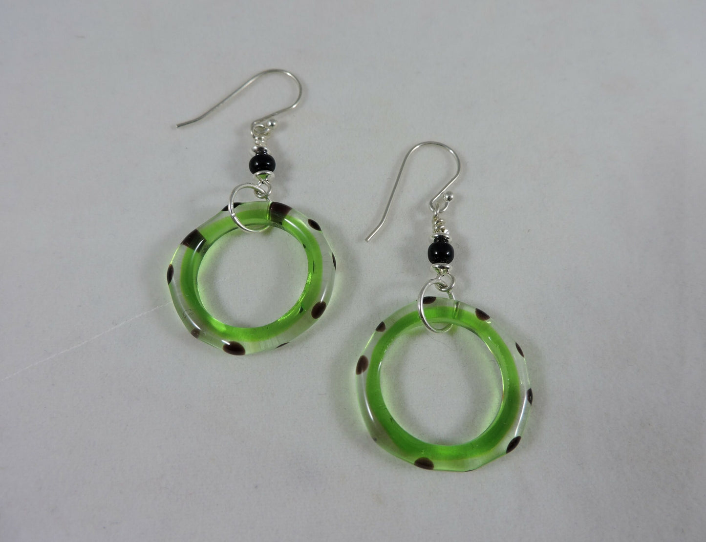 Green Hoop Earrings