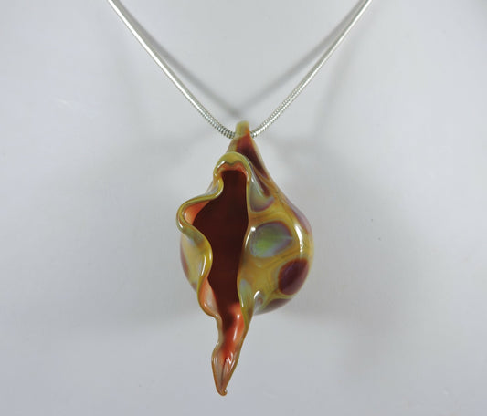 Spotted Autumn Seashell Pendant