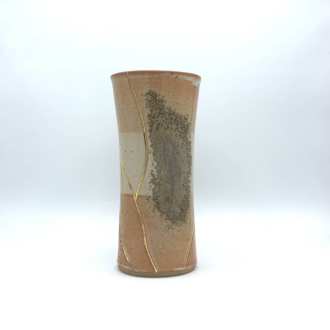 Faux Kintsugi Shino Stripe & Gold Vase