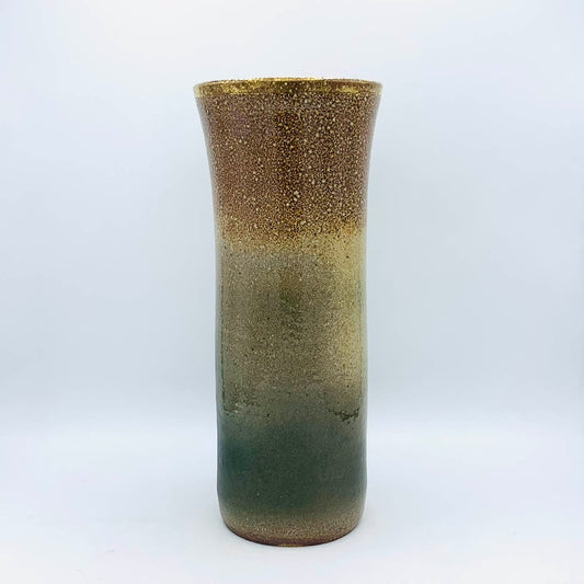 Olive Ombré + Gold Salt Fired Tall Vase