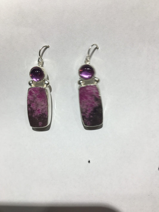 Cobalto Calcite and Glass Earrings