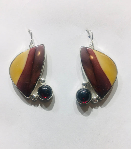 Mookaite and Garnet Earrings