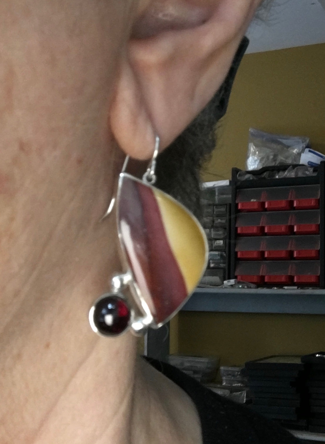 Mookaite and Garnet Earrings