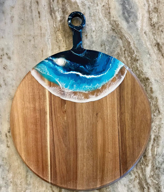 15" Round Acacia Wood with Handle