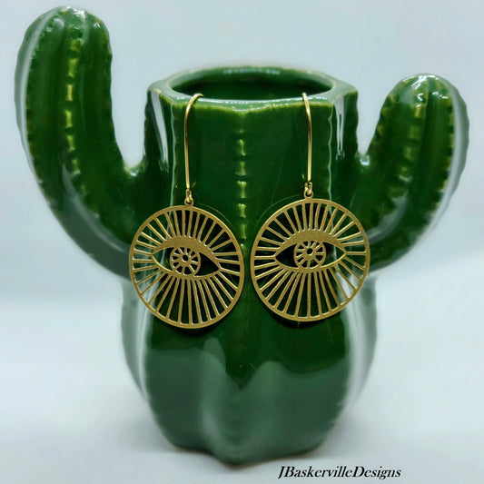 Brass Eye Ear Dangles