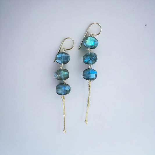 Oval Labradorite Trio Earrings