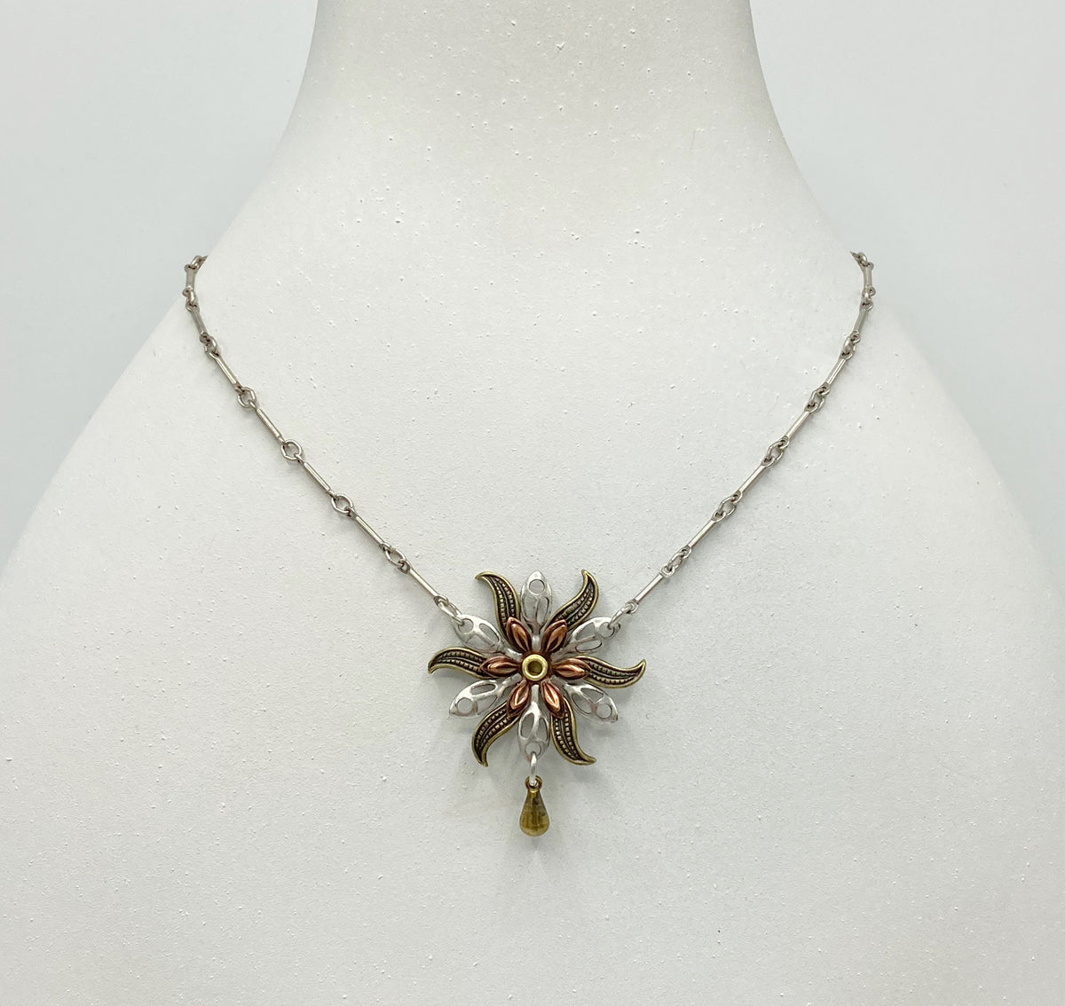 Flower Necklace Mixed Metal - 4813