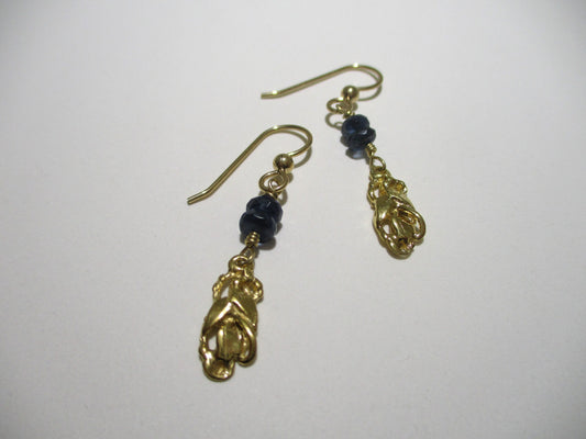 Leaf Trio Dangle Earrings with Kyanite Beads