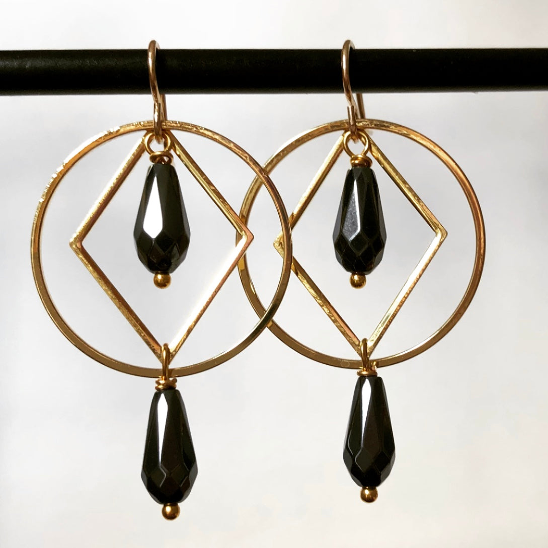 Kinetic Circle Diamond Drop Dangles