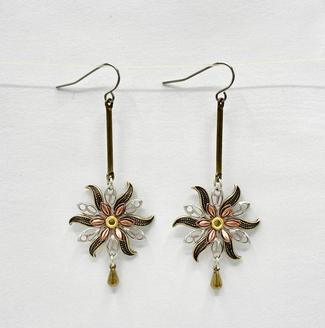 Botanical Earrings Mixed Metal - 3515